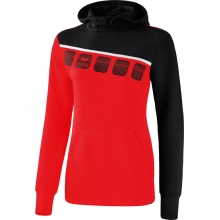 Erima Bluza z kapturem Hoodie 5C czerwono/czarna/biała Damska