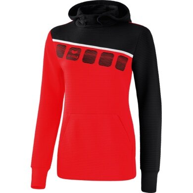 Erima Bluza z kapturem Hoodie 5C czerwono/czarna/biała Damska