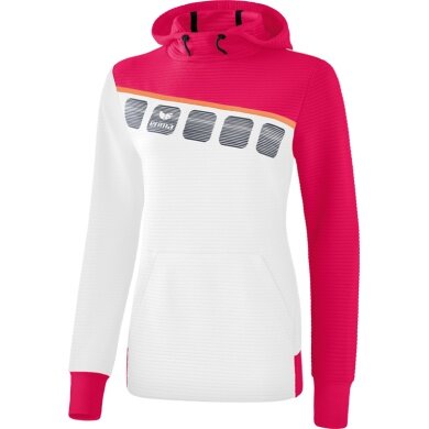 Erima Bluza z kapturem Hoodie 5C biały/różowy/brzoskwiniowy Damska