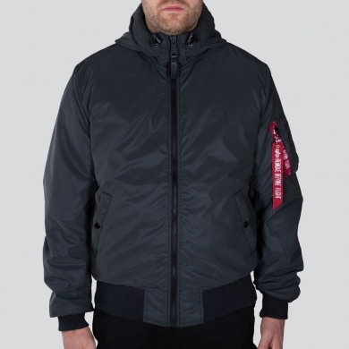 Alpha Industries Kurtka lotnicza MA-1 z kapturem odblaskowym - odblaskowa - czarna Męska