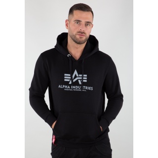 Alpha Industries Bluza z kapturem (Hoodie) z odblaskowym nadrukiem czarna męska