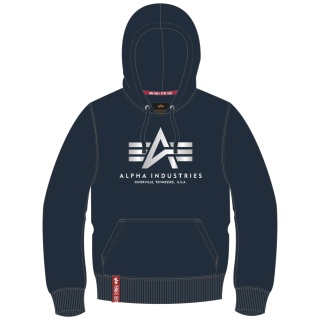 Alpha Industries Bluza z kapturem (Hoodie) z refleksyjnym nadrukiem niebieska męska