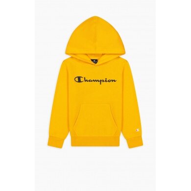 Champion Bluza z kapturem Hoodie Duży nadruk logo (ocieplana) słoneczny żółty chłopcy