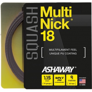 Ashaway Squashowa struna Multinick 18 (Moc+Kontrola) czarna 9m Zestaw