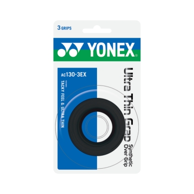 Yonex Overgrip Ultra Cienki Grap 0.4mm (gładkie/bezpośrednie uczucie chwytu) czarny 3 szt.