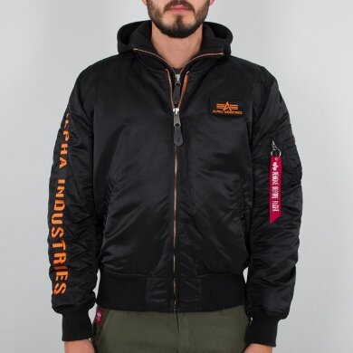 Alpha Industries Kurtka lotnicza MA-1 D-Tec SE (Edycja Specjalna) - wiatroszczelna, wodoodporna - czarna/pomarańczowa męska