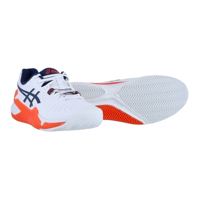 Asics Buty tenisowe Gel Resolution 9 Clay/Piasek (Stabilność) 2024 białe/pomarańczowe męskie