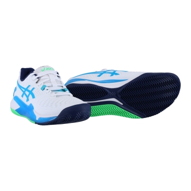 Asics Buty tenisowe Gel Resolution 9 Clay/Piasek (Stabilność) 2024 białe/niebieskie