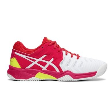 Asics Buty tenisowe Gel Resolution 7 Clay/Na korty ziemne białe/różowe Dziewczęce (Rozm. 39)