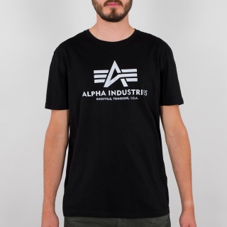 Alpha Industries T-shirt Basic (Bawełna) refleksyjny nadruk czarny mężczyźni