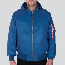 Alpha Industries Kurtka lotnicza MA-1 z kapturem odblaskowym - odblaskowa - niebieska Męska