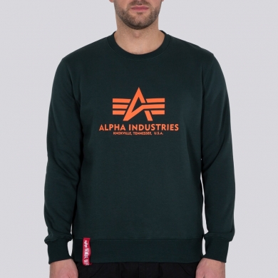 Alpha Industries Pullover Basic (Bawełna) Sweter petrol/pomarańczowy Mężczyźni