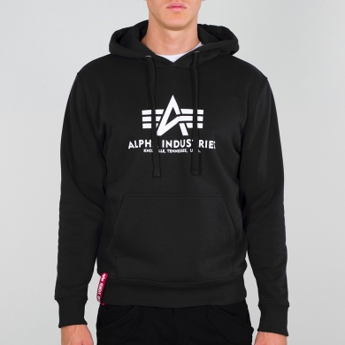 Alpha Industries Bluza z kapturem (Hoodie) Basic Logo czarna Mężczyźni