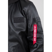 Alpha Industries Kurtka pilota MA-1 D-Tec Leather LW (Skóra) - wiatroszczelna, wodoodporna - czarna Męska