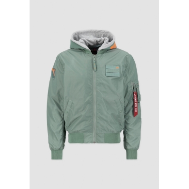 Alpha Industries Kurtka lotnicza MA-1 TT Custom z kapturem w kolorze dustygrün dla mężczyzn