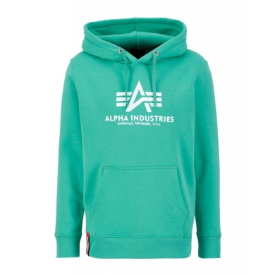 Alpha Industries Bluza z kapturem (Hoodie) Basic Logo atomowa zieleń Mężczyźni