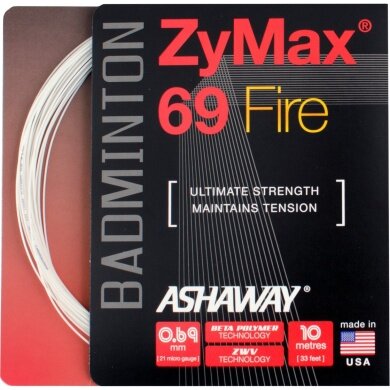 Nawlekanie z żyłką do badmintona Ashaway Zymax 69 Fire biały