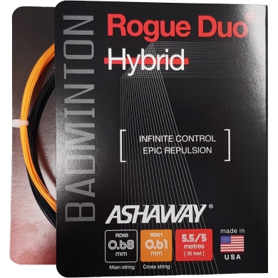 Ashaway Sznur do badmintona Rogue Duo Hybrid 0.68/0.61 czarny/pomarańczowy Zestaw