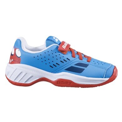 Babolat Buty tenisowe Pulsion Velcro Allcourt jasnoniebieskie/czerwone dla małych dzieci