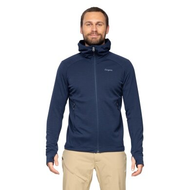 Bergans Kurtka turystyczna/rekreacyjna Rabot Merino Tech Midlayer (Merinomix) granatowa męska