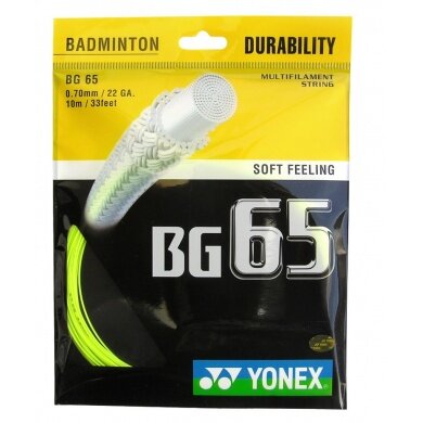 Nawleczka z żyłką do badmintona Yonex BG65 (Uniwersalna + Trwałość) żółta