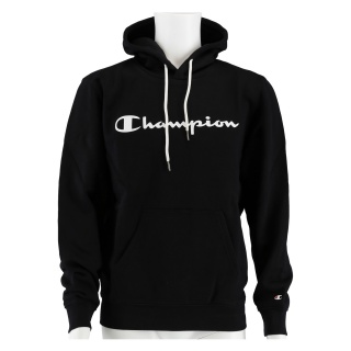 Champion Bluza z kapturem Hoodie Logo Print (ocieplana) 2021 czarna Mężczyźni