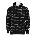 Champion Bluza z kapturem (Bawełniany hoodie) Allover Script-Print czarny Mężczyźni