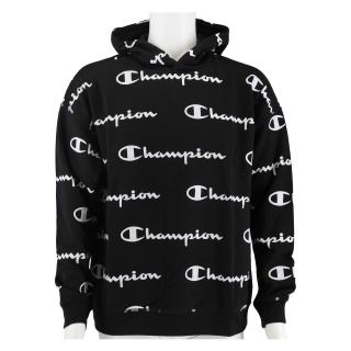 Champion Bluza z kapturem (Bawełna) Hoodie z nadrukiem napis czarny chłopcy