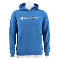 Champion Bluza z kapturem (Hoodie) Duży nadruk logo ocieplana jasnoniebieska/biała dla chłopców