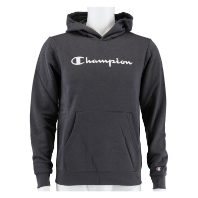 Champion Bluza z kapturem Hoodie Duży nadruk logo (ocieplana) ciemnoszara dla chłopców