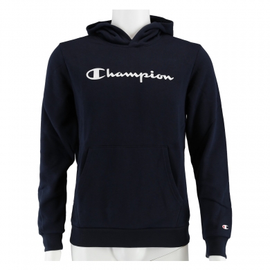 Champion Bluza z kapturem Hoodie Duży nadruk logo (ocieplana) granatowa dla chłopców