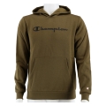 Champion Bluza z kapturem z dużym nadrukiem logo (ocieplana) khaki brązowy chłopcy