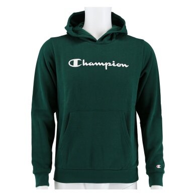 Champion Bluza z kapturem Hoodie Duży nadruk logo (ocieplana) leśna zieleń chłopcy