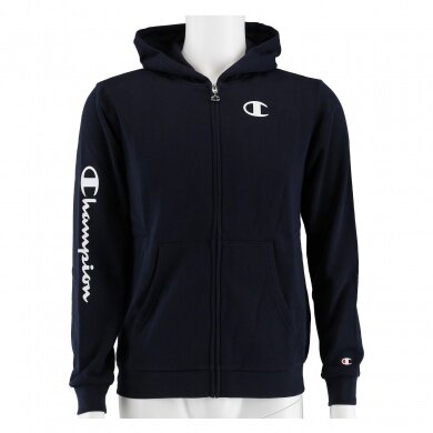 Champion Bluza z kapturem Full Zip C-Logo (ocieplana) granatowa chłopięca