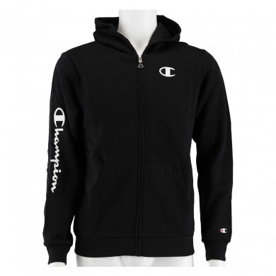 Champion Bluza z kapturem Full Zip C-Logo (ocieplana) czarna dla chłopców