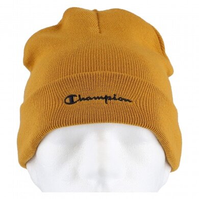 Champion Czapka (Beanie) Legacy Knit z napisem musztardowy dzieci 1szt