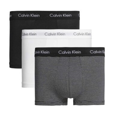 Calvin Klein Bielizna Bokserki Low Rise Trunk (Bawełna) wielokolorowe Paski biały/czarny Mężczyźni - 3 sztuki