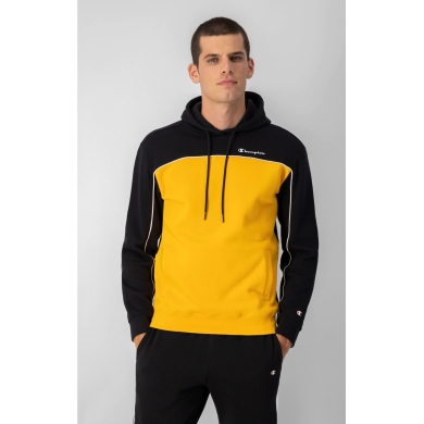 Champion Bluza z kapturem (Hoodie) z polaru bawełnianego w optyce bloków kolorystycznych żółty/czarny Mężczyźni