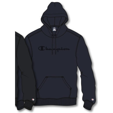 Champion Bluza z kapturem (Hoodie) z bawełnianego frotte z dużym nadrukiem logo granatowy/granatowy Mężczyźni