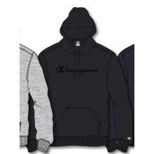 Champion Bluza z kapturem (Hoodie) z bawełnianego frotte z dużym nadrukiem logo czarny/czarny męski