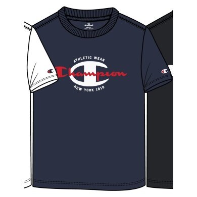 Champion T-shirt rekreacyjne (bawełna) Crew Graphic Print 2023 granatowy chłopcy