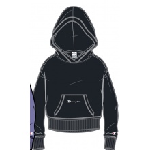 Champion Bluza z kapturem (Bawełniany Hoodie) mały nadruk czarny Dziewczynka