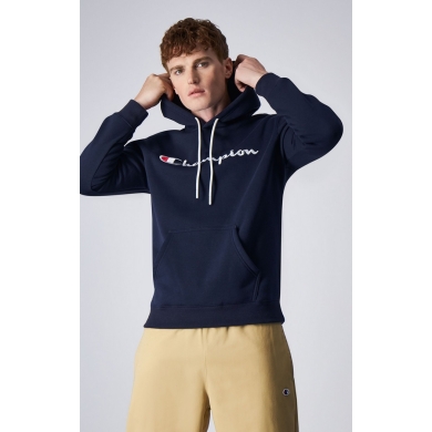 Champion Bluza z kapturem (Fleece-Hoodie) Duży nadruk logo granatowy Mężczyźni