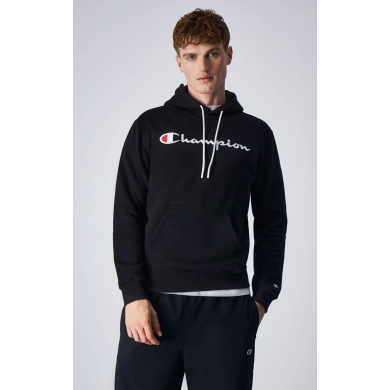 Champion Bluza z kapturem (Fleece-Hoodie) Duży nadruk logo czarny Mężczyźni