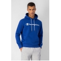 Champion Bluza z kapturem (Hoodie) z bawełnianego frotte z dużym nadrukiem logo niebieska/biała męska