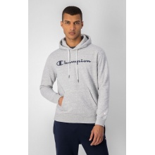 Champion Bluza z kapturem (Hoodie) z bawełnianego frotte z dużym nadrukiem logo jasnoszara męska