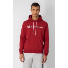 Champion Bluza z kapturem (Hoodie) z bawełnianego polaru Duży nadruk logo ciemnoczerwony/biały Mężczyźni