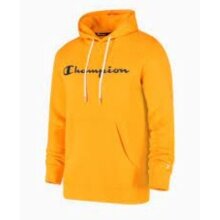 Champion Bluza z kapturem Hoodie Duży nadruk logo (ocieplana) słoneczny żółty chłopcy