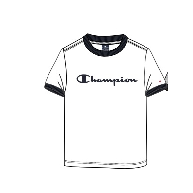 Champion T-shirt rekreacyjne (bawełna) Crew Ringer z logo 2023 biały chłopcy