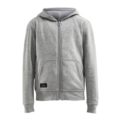 Craft Bluza z kapturem Hoodie Community FZ (Zamek błyskawiczny z przodu, sportowy krój) szary Dzieci